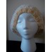 Hand knitted elegant striped beanie/hat  beret type  yellow/white  eb-25831309